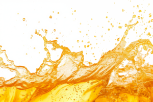 AI generated Orange juice splashes and drops isolated png