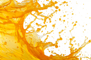 AI generated Orange juice splashes and drops isolated png