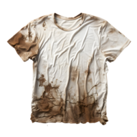 AI generated Distressed White T Shirt, Stained, Torn, and Worn Out png