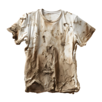 AI generated Worn In White Shirt, Stained, Torn, and Dirty png