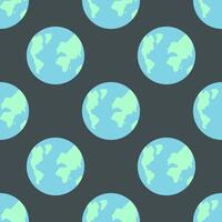 Seamless pattern of black space with planets Earth. Galactic pattern. Pattern for Earth Day vector