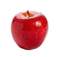 ai generado un rojo manzana con agua gotas en eso a el transparente antecedentes creado con generativo ai tecnología png