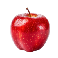 AI generated A red apple with water drops on it at the transparent background created with generative AI technology png