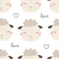 Seamless pattern with cartoon sheep. Colorful vector, flat style. baby design for fabric, print, textile, wrapper. vector