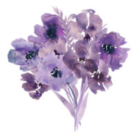 vattenfärg lila blommor ClipArt. blommig klämma konst. handgjort illustration för hälsning kort, tapet, brevpapper, tyg, bröllop kort. png