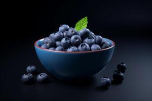 AI generated blueberries in on bowl AI generated photo