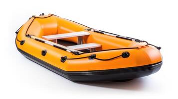 AI generated Inflatable raft rescue dinghy lifeboat isolated on a white background, Ai Generated. photo