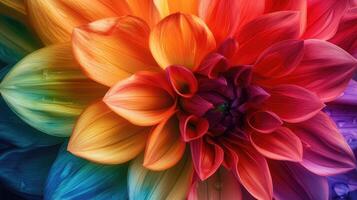 AI generated Close-up of a multi-colored flower with abundant petals, a stunning floral display, Ai Generated. photo