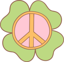 Retro groovy st patrick day shamrock peace png