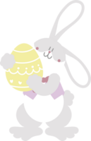 contento Pascua de Resurrección con conejito Conejo y huevo, plano png transparente dibujos animados personaje diseño