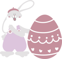 contento Pascua de Resurrección con conejito Conejo y huevo, plano png transparente dibujos animados personaje diseño