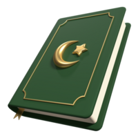 Islamic holy quran book icon. Holy quran ramadan icon. 3D rendering holy quran isolated. Quran 3d icon illustration png