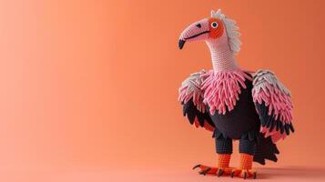 AI generated Crocheted vulture toy vibrant backdrop, handcrafted and adorable, Ai Generated photo