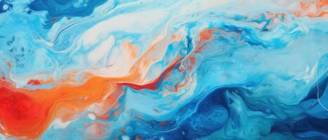 AI generated Vibrant and artistic, this abstract background banner showcases marbled acrylic paint and ink painted waves for a burst of color and texture, Ai Generated. photo