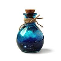 AI generated Mystical magic potion in a bottle isolated on a white background, Ai Generated. photo