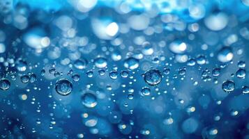 AI generated Close-up captures shimmering water bubbles, reflecting light in sudsy, shiny droplets. Ai Generated photo