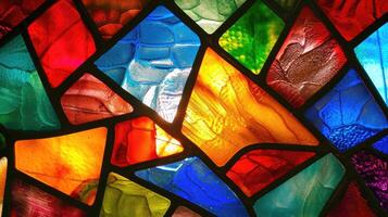 AI generated A vibrant background mimicking the beauty of colorful stained glass windows. Ai Generated photo