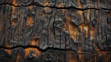 AI generated A burnt wood texture background exudes rustic charm and natural warmth with its rugged appearance. Ai Generated photo