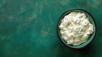 AI generated Bowl with creamy white quark, a versatile dairy delight, Ai Generated. photo