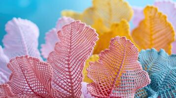 AI generated Crocheted sea fan toy vibrant backdrop, handcrafted and adorable, Ai Generated photo