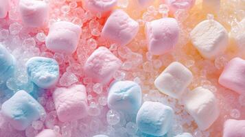 AI generated Sweet pastel treats adorned with colorful candy marshmallows, a confectionery delight. Ai Generated photo