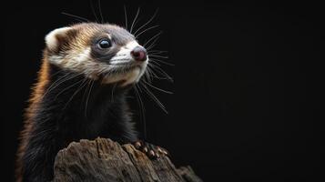 AI generated Stunning wildlife photography captures the essence of a ferret in a captivating portrait, Ai Generated. photo