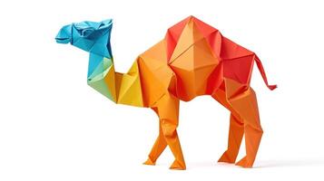 AI generated Colorful Origami camel, Unique Paper Polygon Artwork, Ideal Pet Concept, Ai Generated photo