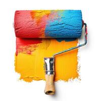 AI generated Loaded paint roller isolated on a white background, essential for painting projects, Ai Generated. photo