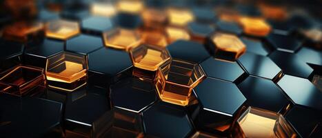 AI generated Captivating abstract backdrop with luxurious, futuristic digital geometric hexagons, ideal for conveying a sense of opulence and technological advancement, Ai Generated. photo