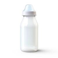 AI generated Newborn milk formula in a plastic baby bottle, nourishing simplicity. Isolated comfort, Ai Generated. photo