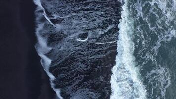vagues dans le océan. noir sable. noir plage. vagues sur le noir sable. le la nature de Islande. video
