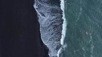 Waves in the ocean. Black sand. Black beach. Waves on the black sand. The nature of Iceland. video