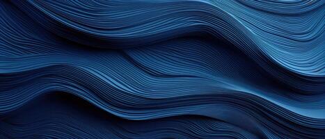 AI generated An intriguing abstract closeup of detailed organic dark blue wooden waving waves on a wall, Ai Generated. photo