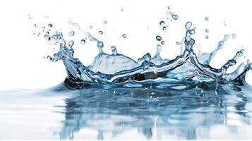 AI generated Water splash with a stunning reflection, isolated on a clean white background, Ai Generated. photo