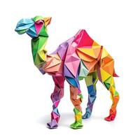 AI generated Colorful Origami camel, Unique Paper Polygon Artwork, Ideal Pet Concept, Ai Generated photo