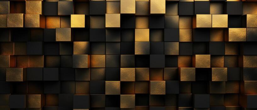 AI generated Captivating abstract texture featuring dark geometric patterns in luxurious gold and black, adding a sense of opulence and sophistication, Ai Generated. photo