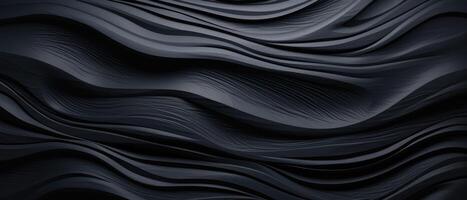 AI generated Detailed and mesmerizing, an abstract closeup of organic dark black and anthracite gray wooden waving waves, Ai Generated. photo