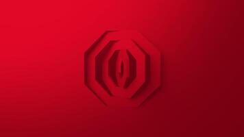 logotipo revelar 3d rotativo vermelho octógonos simples animação video