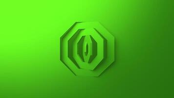 logotipo revelar 3d rotativo verde octógonos simples animação video