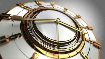 ABSTRACT BACKGROUND MODERN WHITE AND GOLD CLOCK SIDE VIEW ANIMATION LOOP video