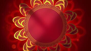 abstrato fundo lunar chinês Novo ano rotativo vermelho e ouro lótus flor animação ciclo video
