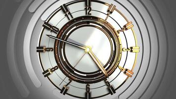 MODERN WHITE AND GOLD CLOCK FRONT VIEW ANIMATION LOOP video