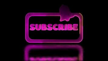 Looping neon glow effect subscribe icons, black background. video