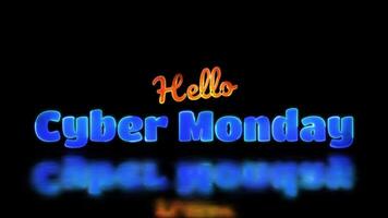 Looping neon glow effect cyber monday word, black background video