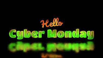 Looping neon glow effect cyber monday word, black background video