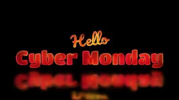 Looping neon glow effect cyber monday word, black background video