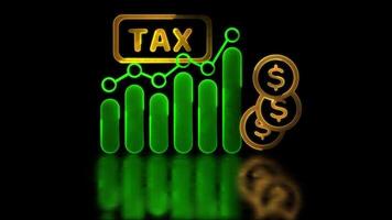 Looping neon glow effect Tax and finance icons Black background. video