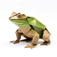 ai generado vistoso origami sapo, único papel polígono obra de arte, ideal mascota concepto, ai generado foto