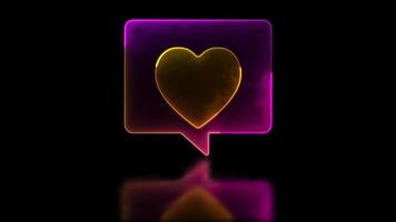 Glowing looping heart shape neon effect, black background. video