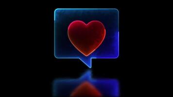 Glowing looping heart shape neon effect, black background. video